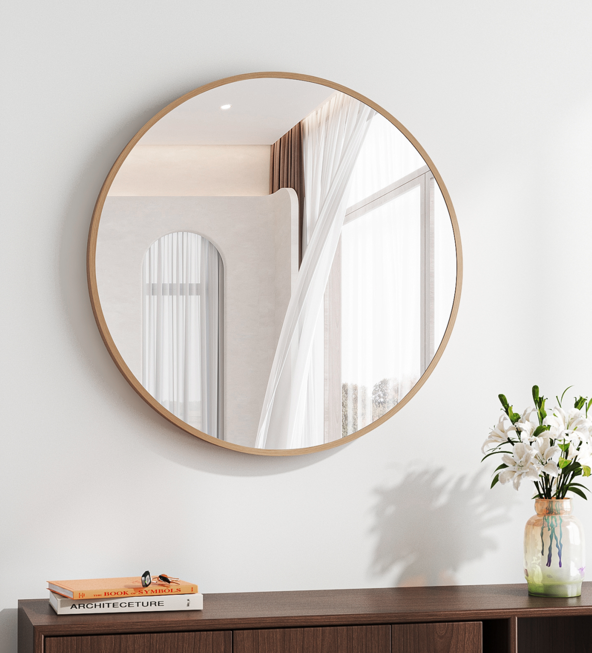 Framed Round Mirror