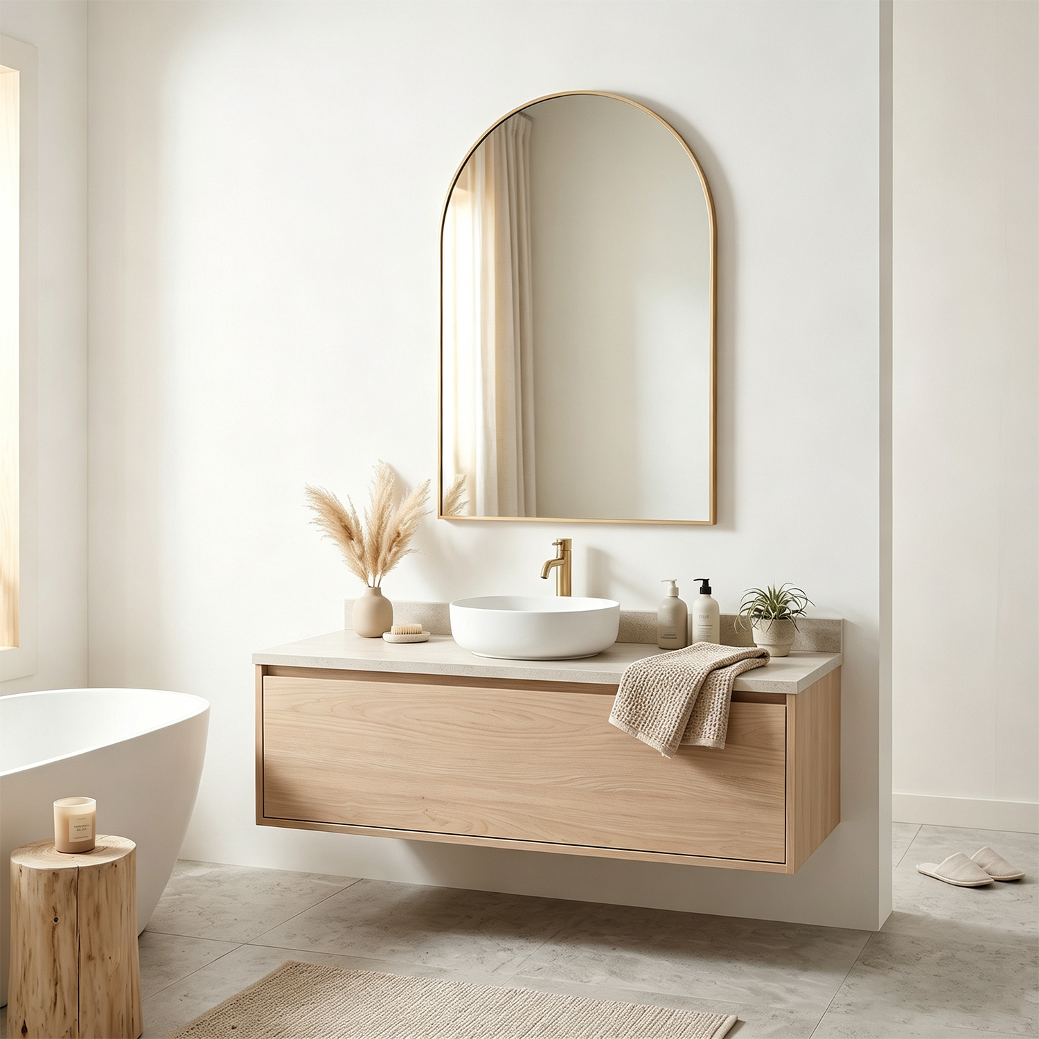Arched Gold Framed Mirror