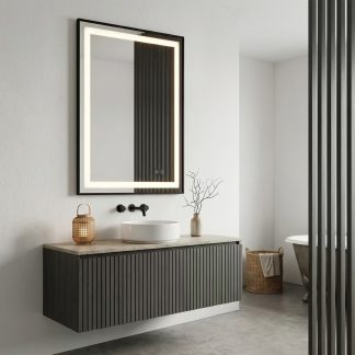 Rectangle Black Framed LED Mirror